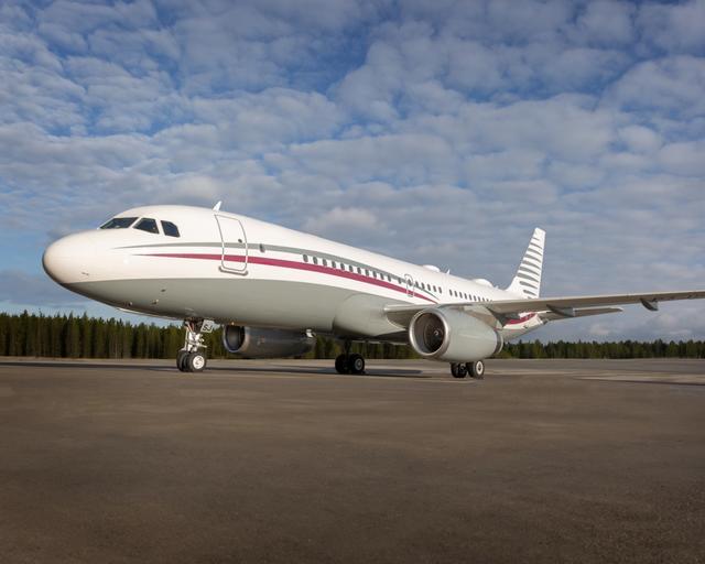ACJ320 P4-HSJ Global Jet exterior on the tarmac